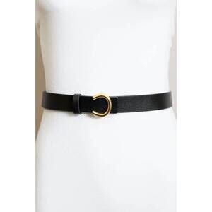 NEW LETO women's minimalist leather horseshoe belt in black